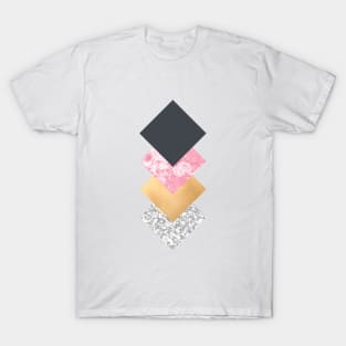 Geometric Diamonds - Slate Rose and Gold T-Shirt